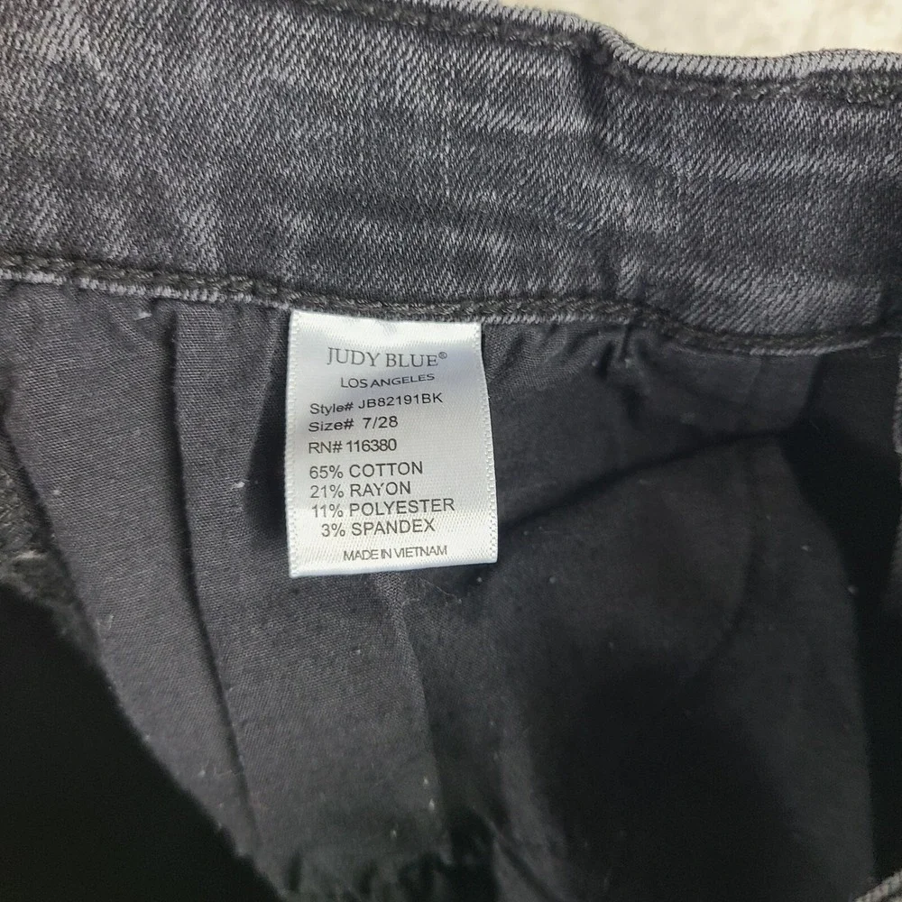 Judy Blue Jeans Womens 7/28 Skinny Fit Distress Buffalo‎ Plaid Dark Gray Wash